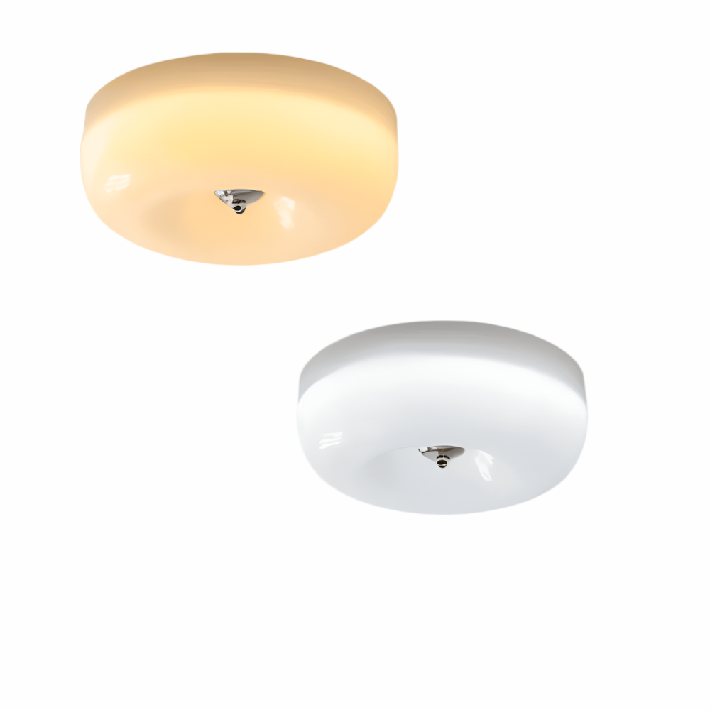 Lampa Sufitowa Donut z Białego Szkła – Nowoczesna Lampa Sufitowa do Salonów i Sypialni, LED, Minimalistyczny Design 0