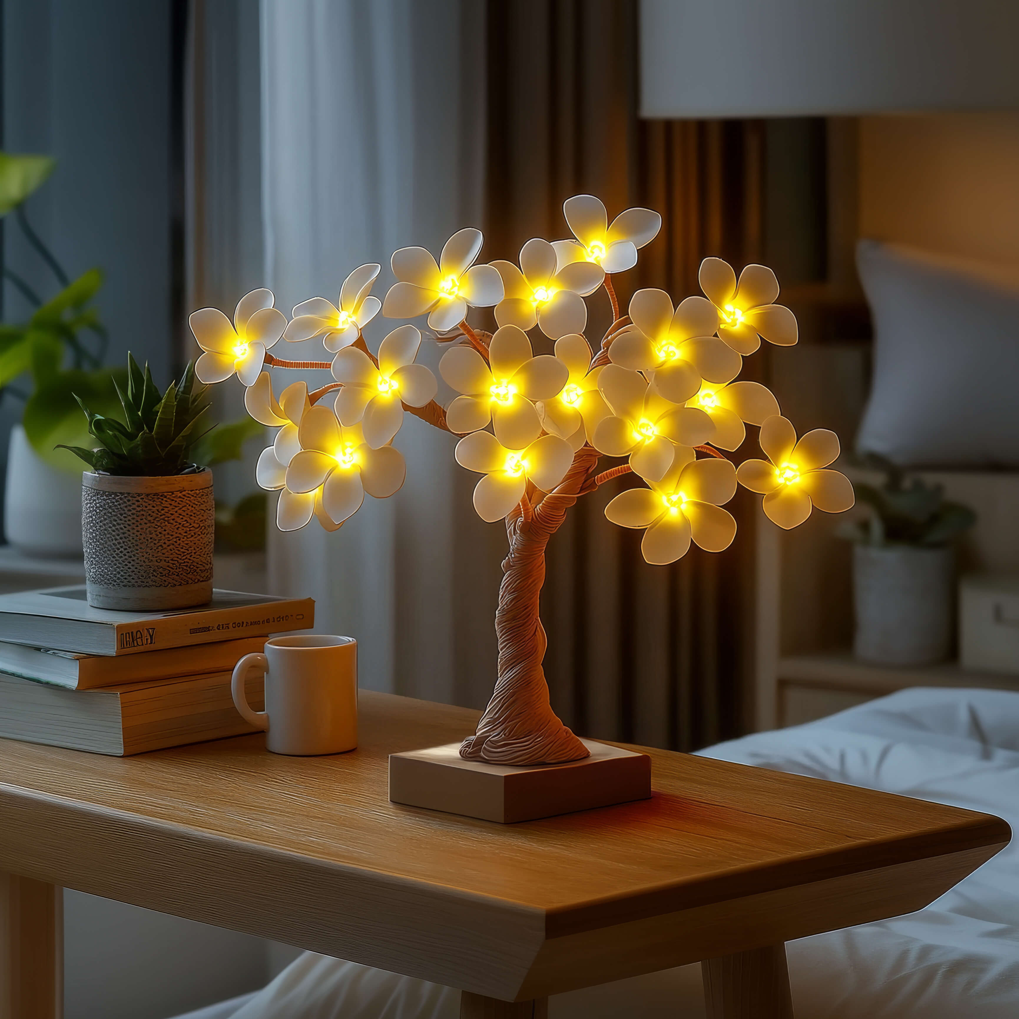 Lampa Sufitowa LED Plumeria z 24 Kwiatami – Ciepłe Światło do Salonu i Sypialni, Tropikalny Design 3