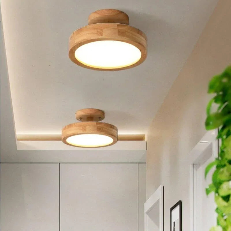 Lampa Sufitowa LED z Drewnianym Wykończeniem – Skandynawski Design do Salonu i Sypialni, 40 cm 0