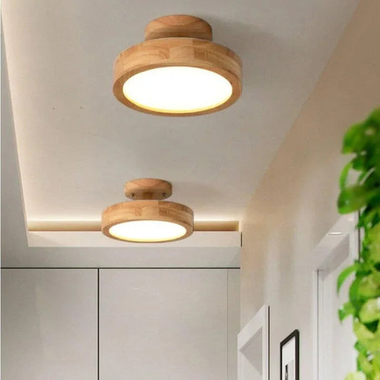 Lampa Sufitowa LED z Drewnianym Wykończeniem – Skandynawski Design do Salonu i Sypialni, 40 cm 0