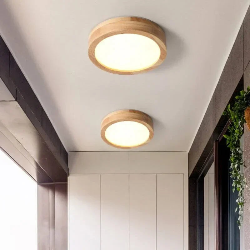 Lampa Sufitowa LED z Drewnianym Wykończeniem – Skandynawski Design do Salonu i Sypialni, 40 cm 2