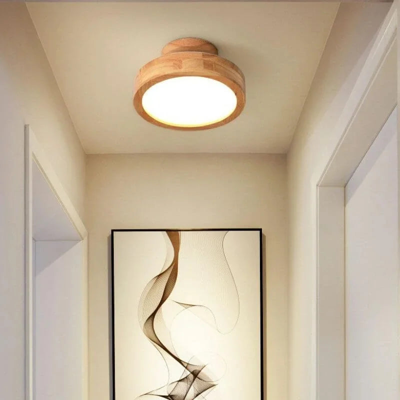 Lampa Sufitowa LED z Drewnianym Wykończeniem – Skandynawski Design do Salonu i Sypialni, 40 cm 4