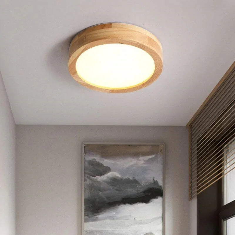 Lampa Sufitowa LED z Drewnianym Wykończeniem – Skandynawski Design do Salonu i Sypialni, 40 cm 6
