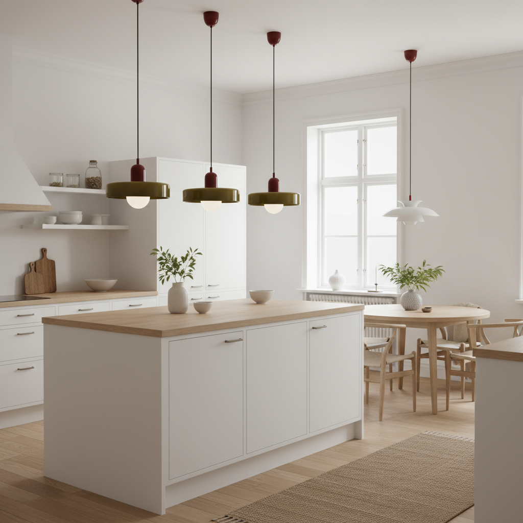 Lampa Wisząca Bauhaus z Kolorowego Szkła – Nowoczesna Lampa do Salonu z Regulowanym Zawieszeniem 1