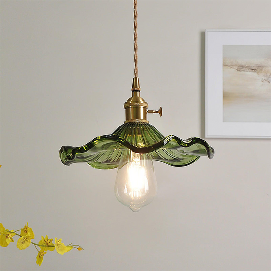 Lampa Wisząca Kwiatowa ze Szkła do Salonu – Regulowana Długość, Eleganckie Oświetlenie do Salonów, Jadalni i Przedpokoi 0