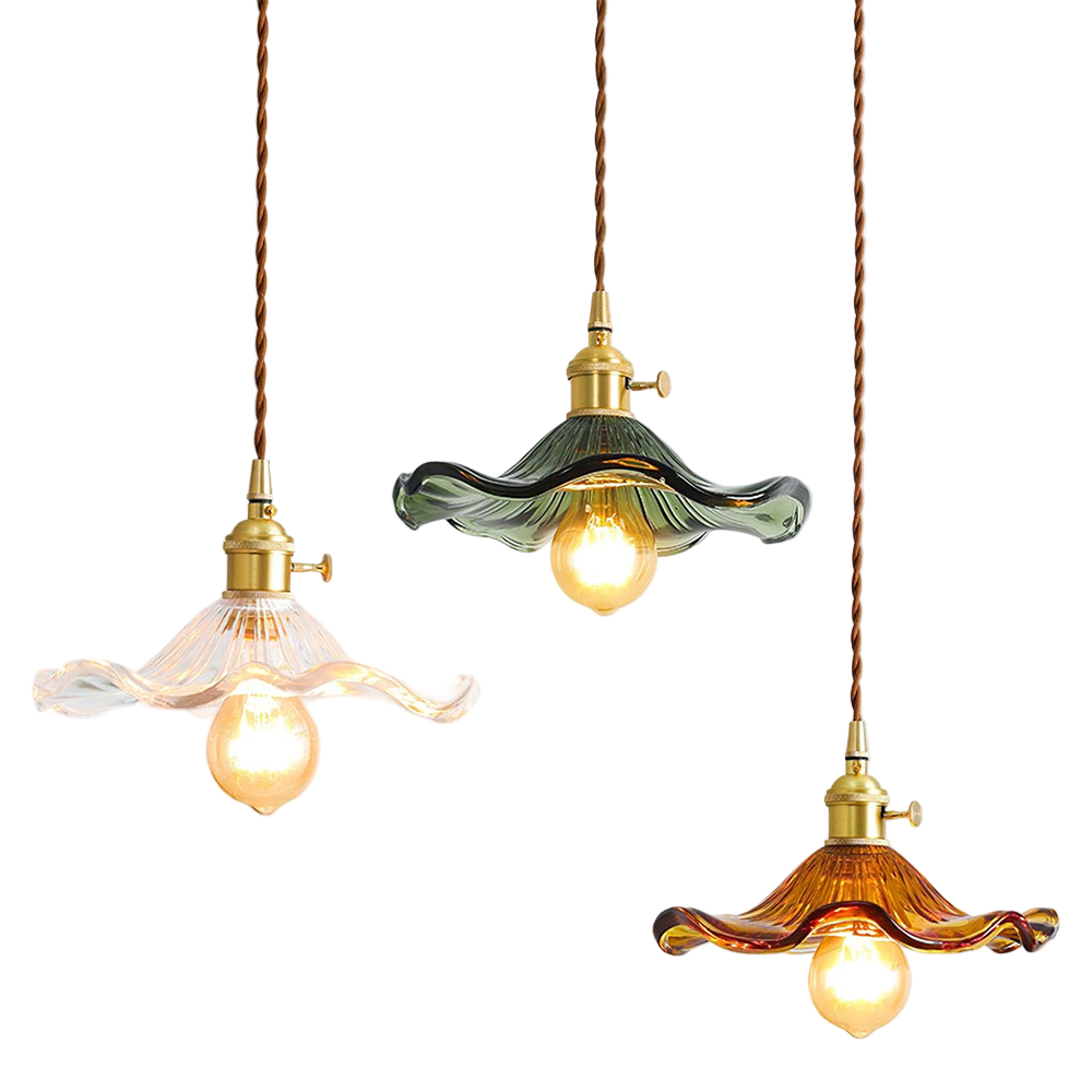 Lampa Wisząca Kwiatowa ze Szkła do Salonu – Regulowana Długość, Eleganckie Oświetlenie do Salonów, Jadalni i Przedpokoi 1