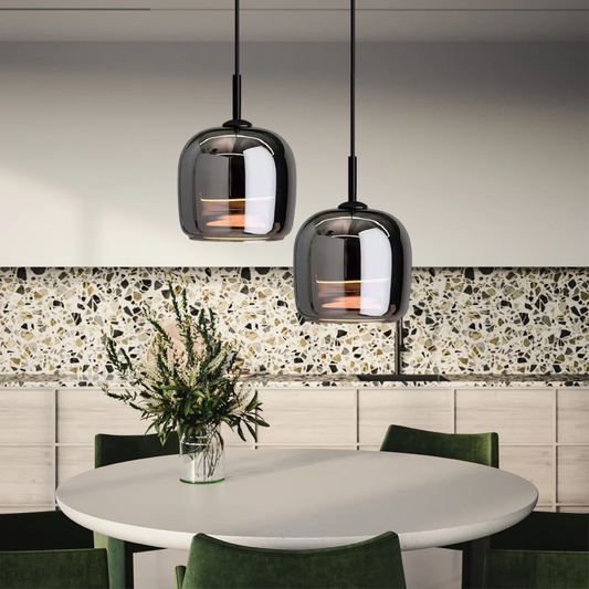 Lampa Wisząca LED Glazura z Szkła Dymionego – Nowoczesna Lampa do Salonu, Styl Nordycki 1