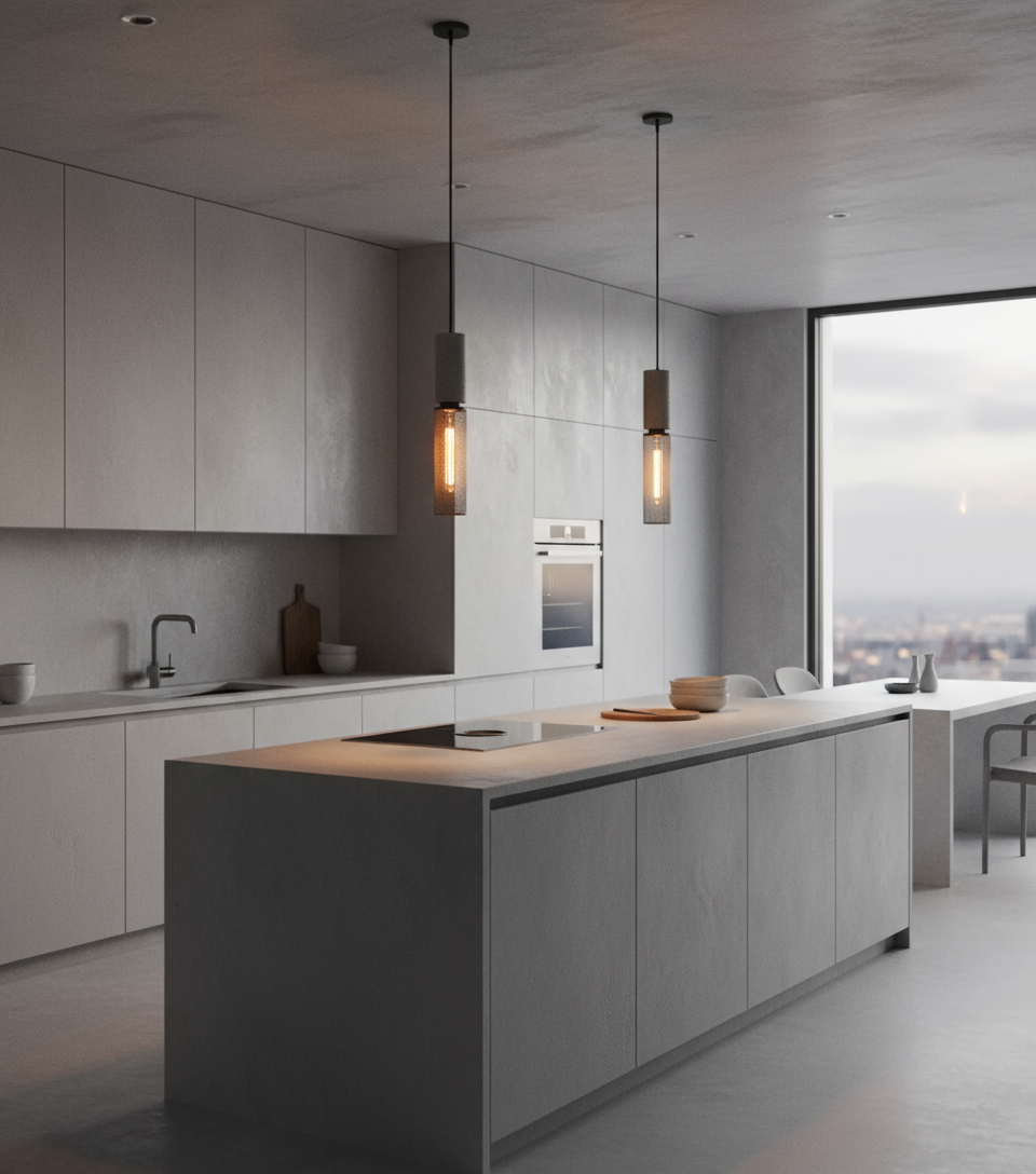 Lampa Wisząca LED z Betonu i Żelaza – Nowoczesna Lampa do Salonu i Restauracji, Styl Przemysłowy, Efektywne Oświetlenie 0