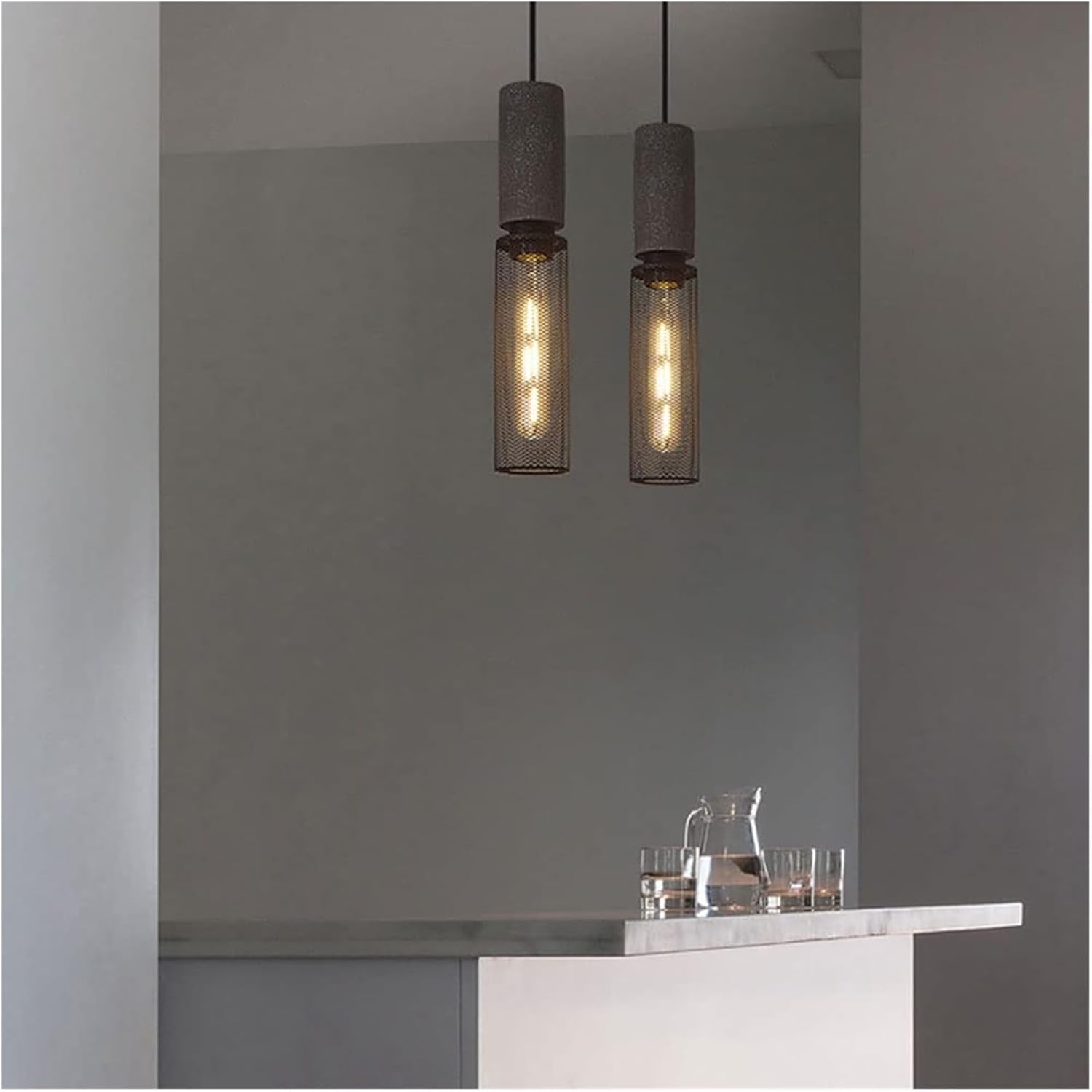 Lampa Wisząca LED z Betonu i Żelaza – Nowoczesna Lampa do Salonu i Restauracji, Styl Przemysłowy, Efektywne Oświetlenie 3