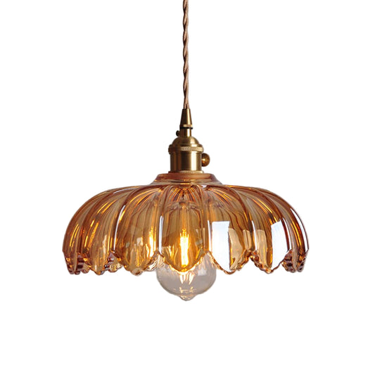 Lampa Wisząca Retro z Przezroczystego Szkła i Miedzianymi Akcentami – Nowoczesna Lampa do Salonów i Jadalni 1