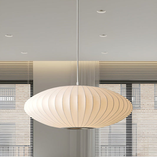 Lampa Wisząca RoundRipples z Białym Abażurem LED – Nowoczesna Lampa do Salonu, 50/60 cm, Okrągła Podsufitka 1