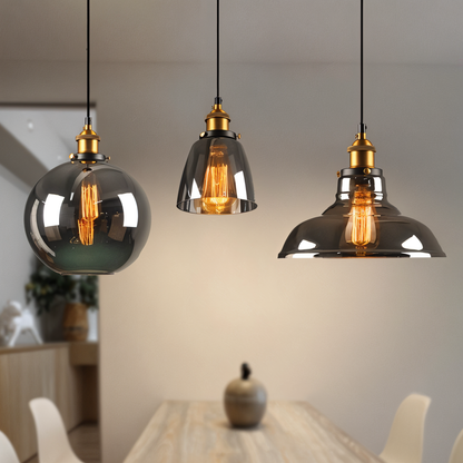 Lampa Wisząca VintaLoft w Stylu Vintage z Dymionym Szkłem – Lampa do Salonu, Lampy Wiszące, Żyrandole do Salonu 8