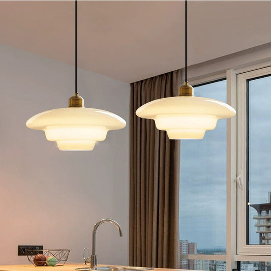 Lampa Wisząca w Stylu Art Déco do Salonu nad Stół, Szklany Klosz, Regulowana Długość, Elegancka i Stylowa 0