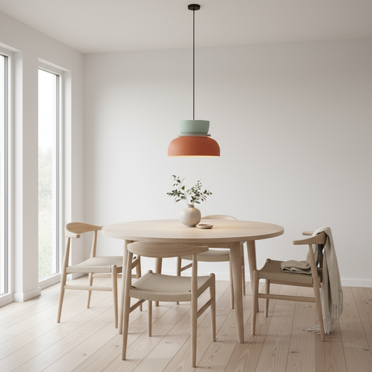 Lampa Wisząca w Stylu Skandynawskim z Pastelowymi Kolorami – Okrągła Lampa do Salonu i Nad Stół z Technologią LED 1