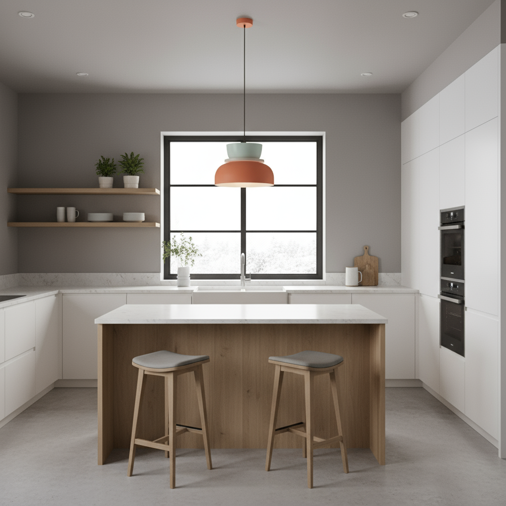 Lampa Wisząca w Stylu Skandynawskim z Pastelowymi Kolorami – Okrągła Lampa do Salonu i Nad Stół z Technologią LED 3