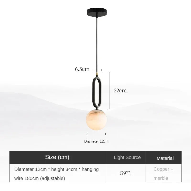 Lampa Wisząca z Naturalnego Marmuru Hulda – Nowoczesna Lampa do Salonu i Jadalni, Oświetlenie Nad Stół, Minimalistyczny Design 5
