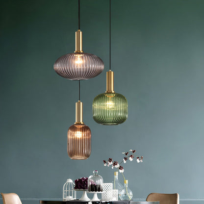 Lampa Wisząca z Ribbowanym Szkłem – Vintage Oświetlenie do Salonu, Różne Rozmiary i Kolory 5