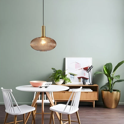 Lampa Wisząca z Ribbowanym Szkłem – Vintage Oświetlenie do Salonu, Różne Rozmiary i Kolory 7