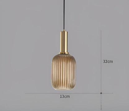 Lampa Wisząca z Ribbowanym Szkłem – Vintage Oświetlenie do Salonu, Różne Rozmiary i Kolory 8