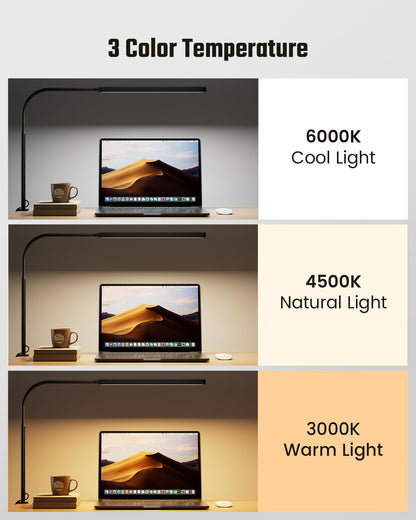 Lampa biurkowa LED – Ergonomiczna, obrotowa 360° z dotykowym sterowaniem i 3 kolorami światła do pracy i relaksu 4