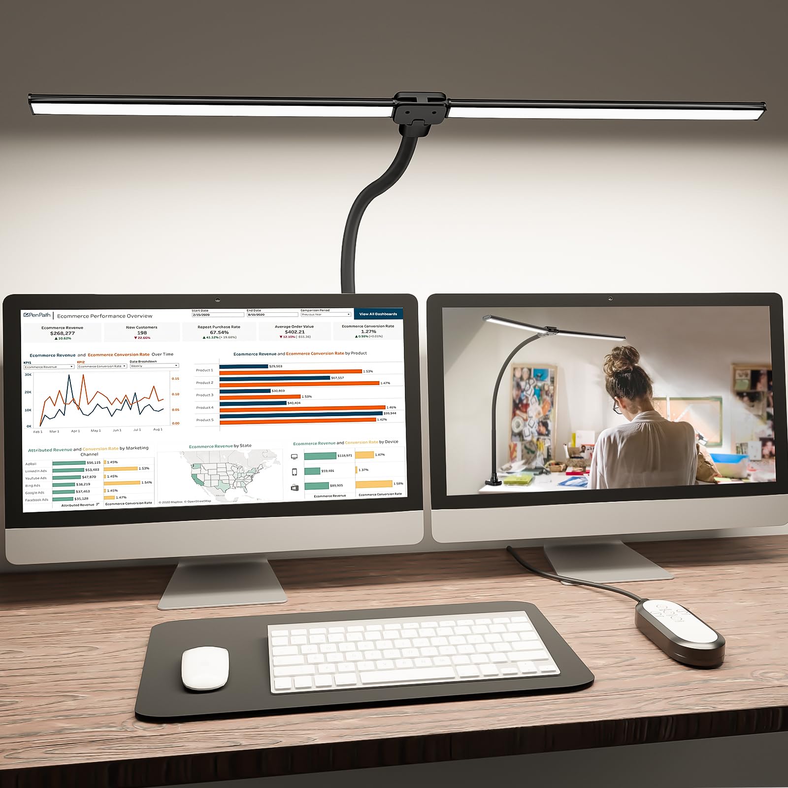 Lampa biurkowa LED z regulacją – Nowoczesna lampka na biurko, elastyczna szyjka, idealna do pracy i nauki 0