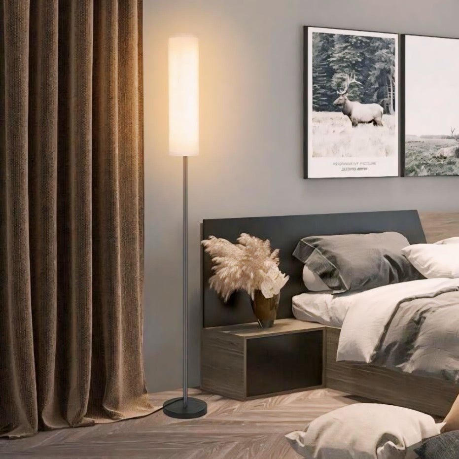 Lampa podłogowa czarna – Elegancka, minimalistyczna lampa stojąca do salonu i sypialni z regulacją jasności 0