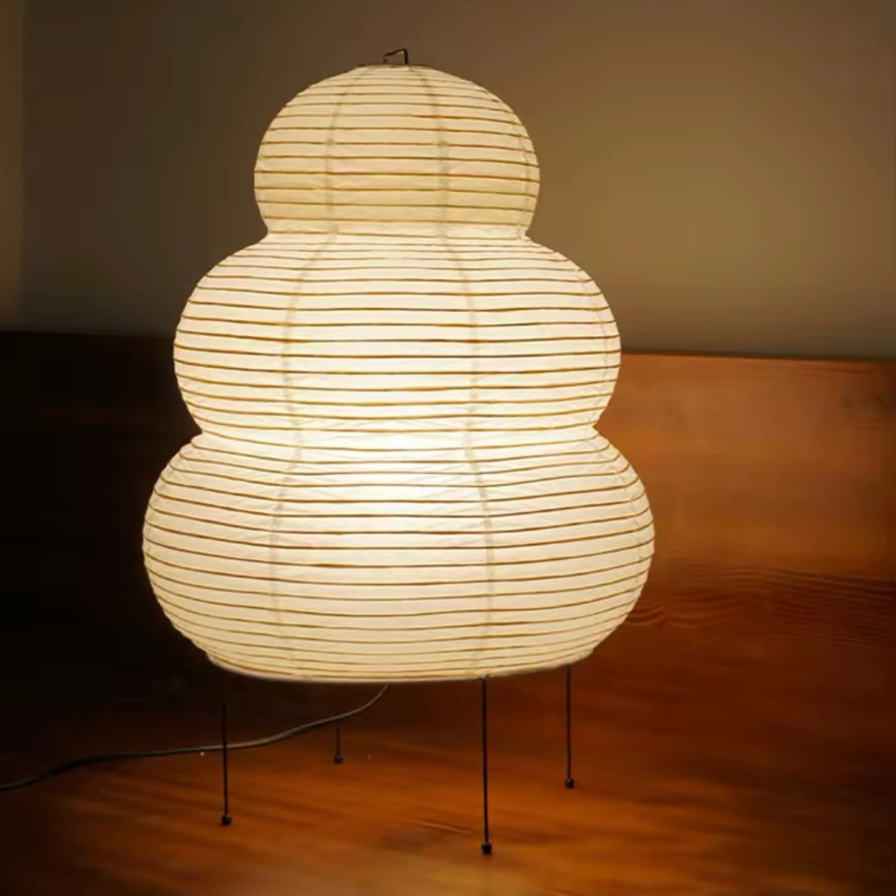 Lampa podłogowa z papieru ryżowego – Nowoczesna, elegancka lampa do salonu i sypialni, energooszczędne źródło światła E27 LED 3