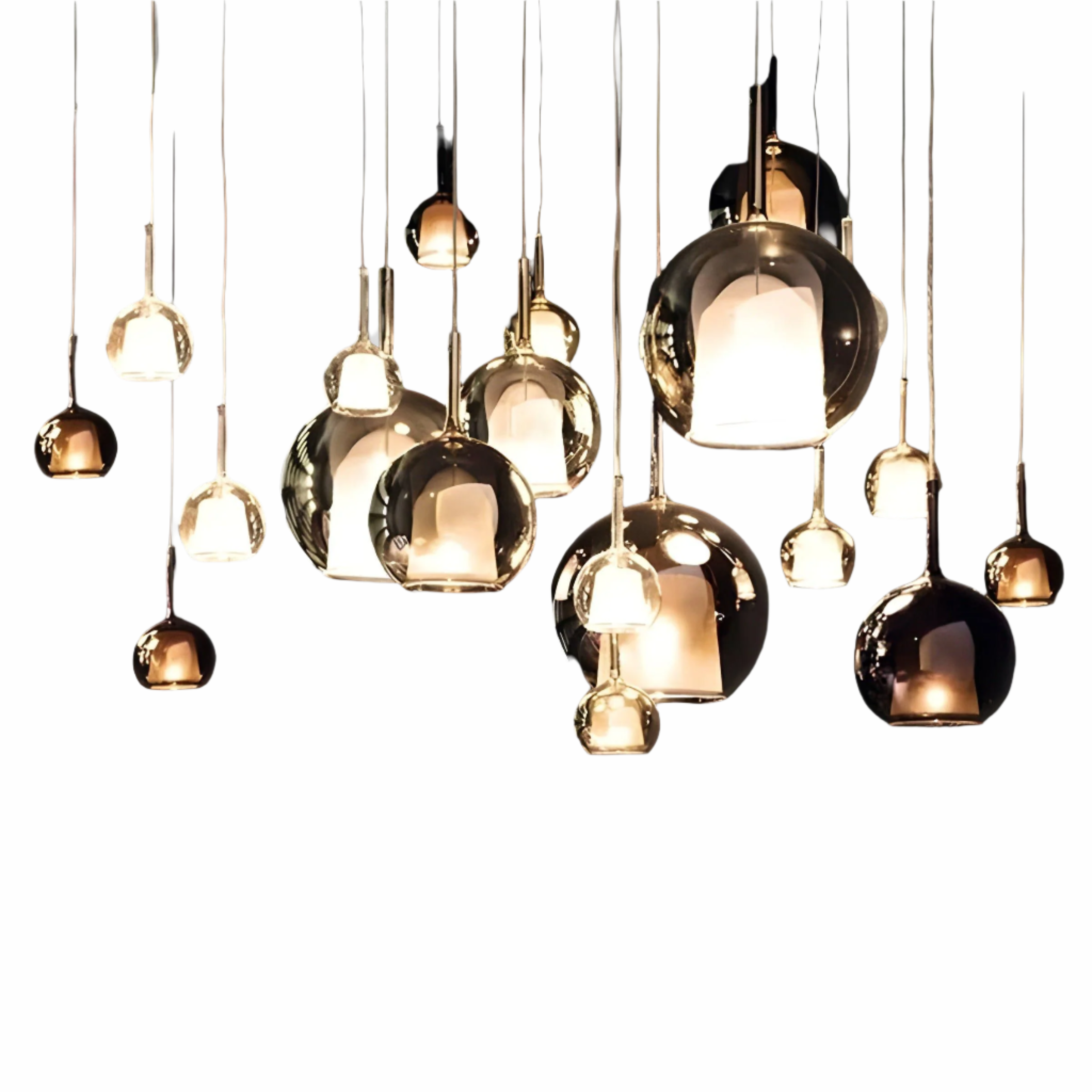 Lampa wisząca LED z kulistego szkła – Nowoczesna lampa do salonu i jadalni, energooszczędna z regulowaną wysokością 1