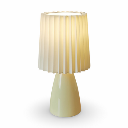 Lampka Biurkowa LED ConePleated z Ceramiczną Podstawą i Minimalistycznym Kloszem – Elegancka Lampka Nocna do Sypialni 10