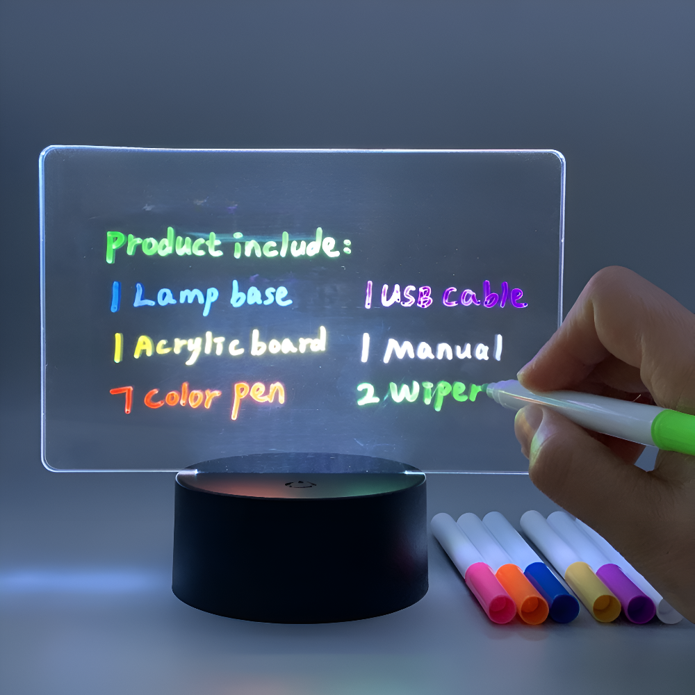 Lampka Nocna LED SuperBoard dla Dzieci z Cyfrowym Systemem Notatek – Ekologiczne Oświetlenie do Sypialni i Twórczości 4