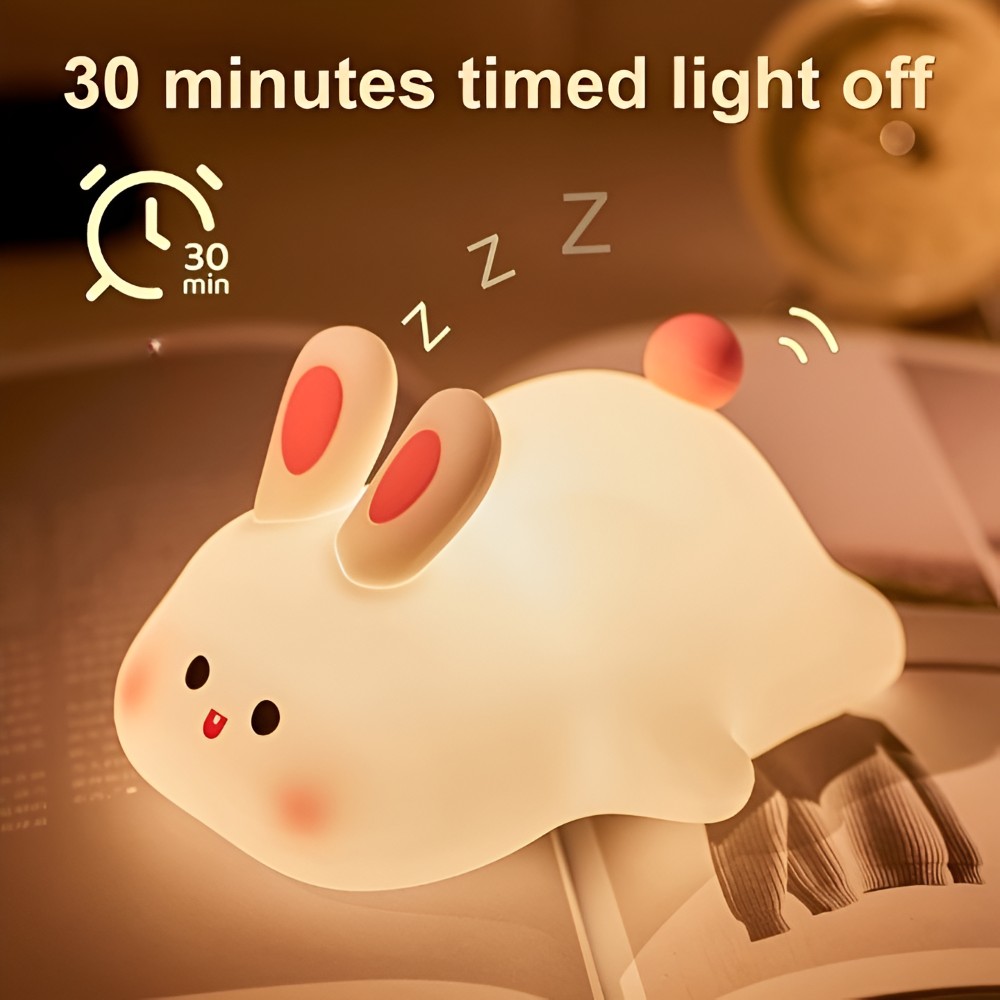 Lampka Nocna LED dla Dzieci w Kształcie Królika z Regulowanym Oświetleniem – Silikonowa Lampa Nocna do Sypialni i Pokoju Dziecięcego 4