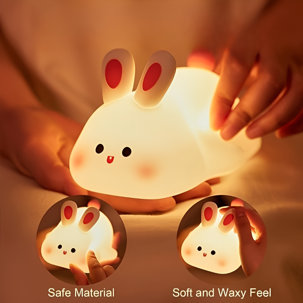 Lampka Nocna LED dla Dzieci w Kształcie Królika z Regulowanym Oświetleniem – Silikonowa Lampa Nocna do Sypialni i Pokoju Dziecięcego 5