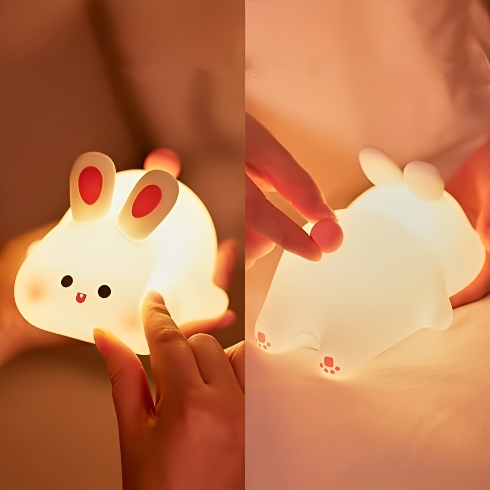 Lampka Nocna LED dla Dzieci w Kształcie Królika z Regulowanym Oświetleniem – Silikonowa Lampa Nocna do Sypialni i Pokoju Dziecięcego 7