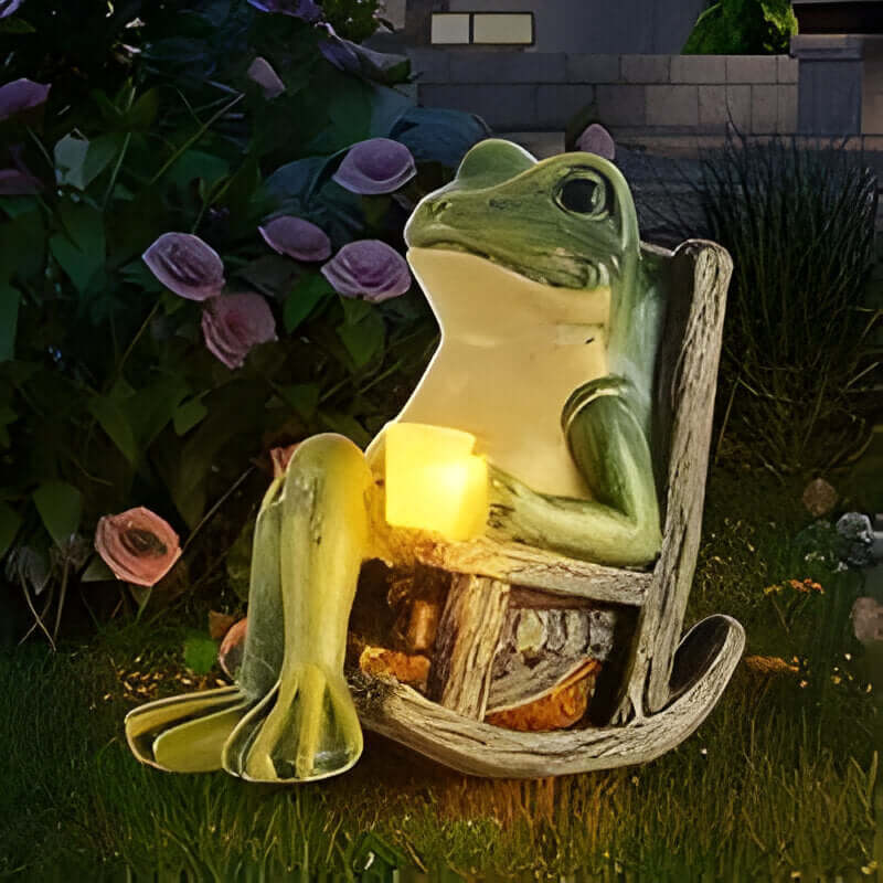 Lampka solarna ogrodowa w kształcie żaby – dekoracyjna, odporna na warunki atmosferyczne, idealna do ogrodu i na taras 4