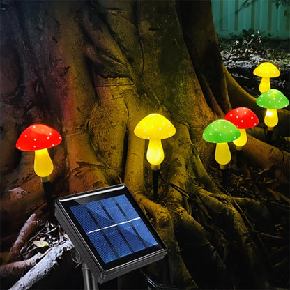 Lampki Ogrodowe Solarne w Kształcie Grzybów, 12 LED, 5m, Wodoodporne Oświetlenie Zewnętrzne do Ogrodu i Imprez 4