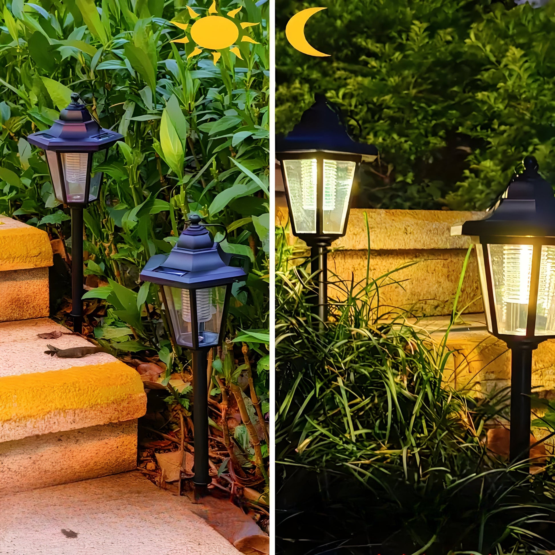 Lampy ogrodowe solarne w stylu vintage – Energooszczędne oświetlenie zewnętrzne, łatwe w instalacji, 2 sztuki 4