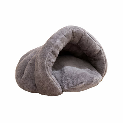 Legowisko dla psa w kształcie kryjówki 60x50 cm – Brązowe i szare posłanie dla małych psów, redukcja lęku i komfort snu 3