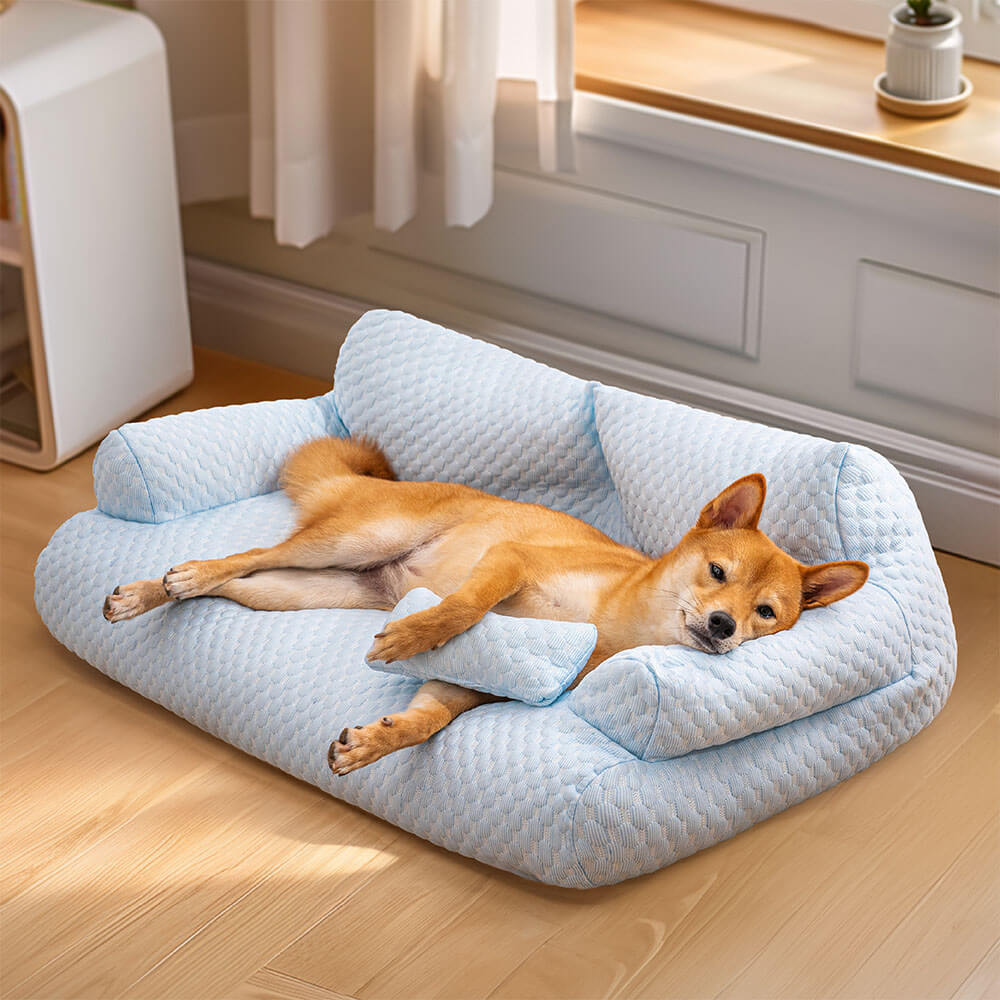 Łóżko dla psa z chłodzącym jedwabiem, oddychające, łatwe do prania – Sofa dla pupila M/L/XL 0