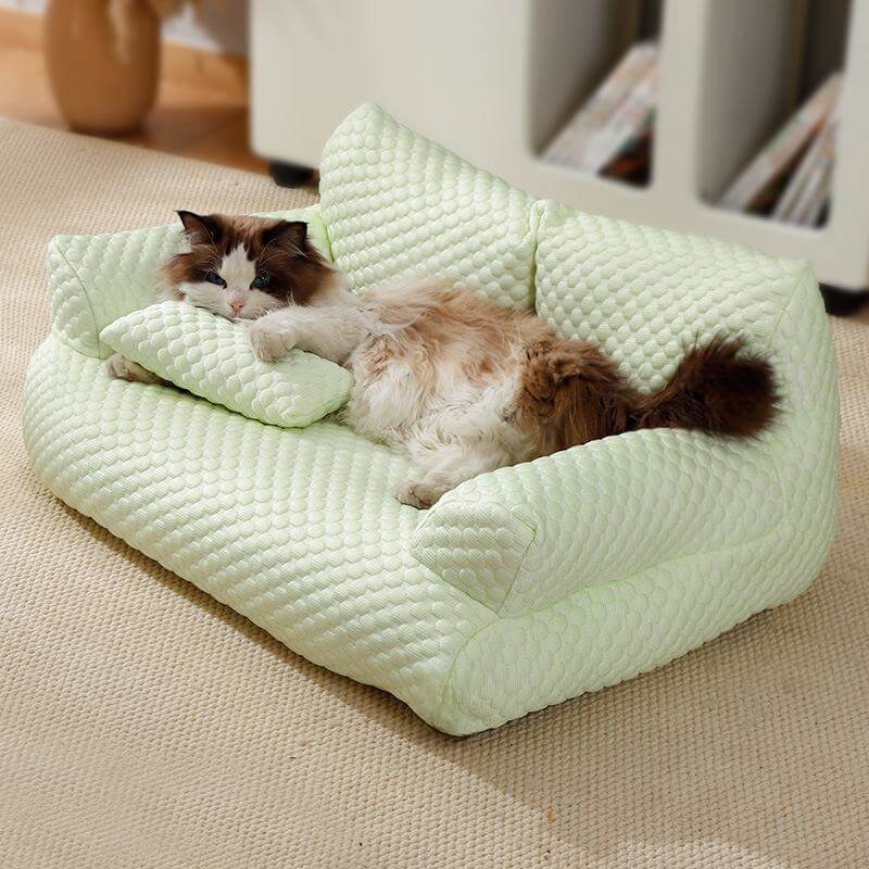 Łóżko dla psa z chłodzącym jedwabiem, oddychające, łatwe do prania – Sofa dla pupila M/L/XL 10