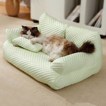 Łóżko dla psa z chłodzącym jedwabiem, oddychające, łatwe do prania – Sofa dla pupila M/L/XL 10