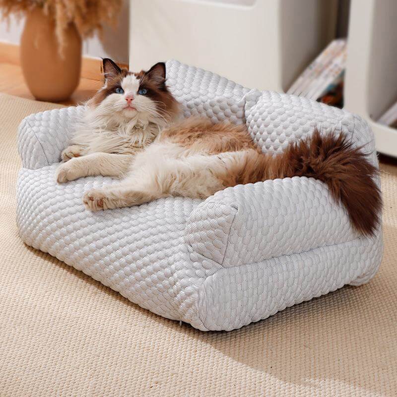 Łóżko dla psa z chłodzącym jedwabiem, oddychające, łatwe do prania – Sofa dla pupila M/L/XL 9
