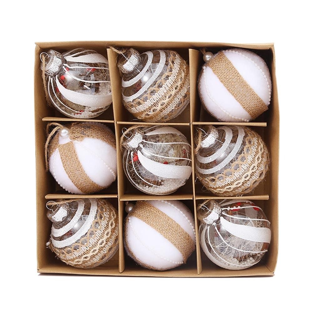 Luksusowe Bombki Choinkowe, Zestaw 9 Ozdób na Choinkę, Wielokolorowe, 8 cm 3