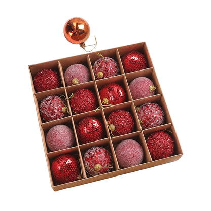 Luksusowe Ozdoby Świąteczne Zestaw 16 Eleganckich Bombek Choinkowych Dekoracje Bożonarodzeniowe w Złoto-Czerwonym Kolorze 1