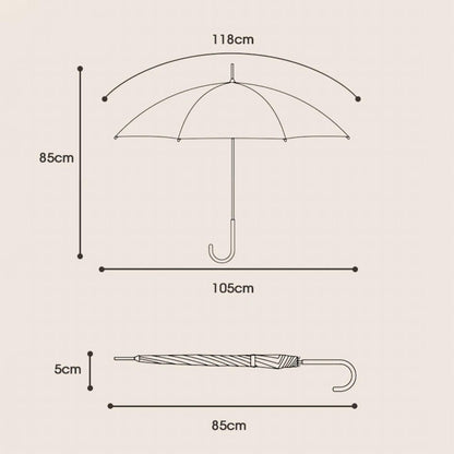 Otwarty elegancki parasol damski ze skórzaną rączką – widok na czaszę 105 cm