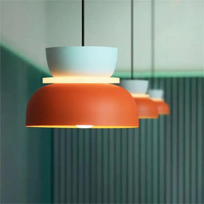 Lampa nordycka wisząca – wariant jasnoniebieski z pomarańczowym