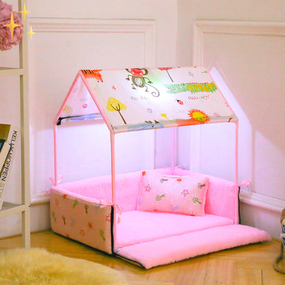 Mata dla psa z dachem i poduszką, miękka fleece, komfortowe miejsce do spania - idealna dla psów i kotów 2