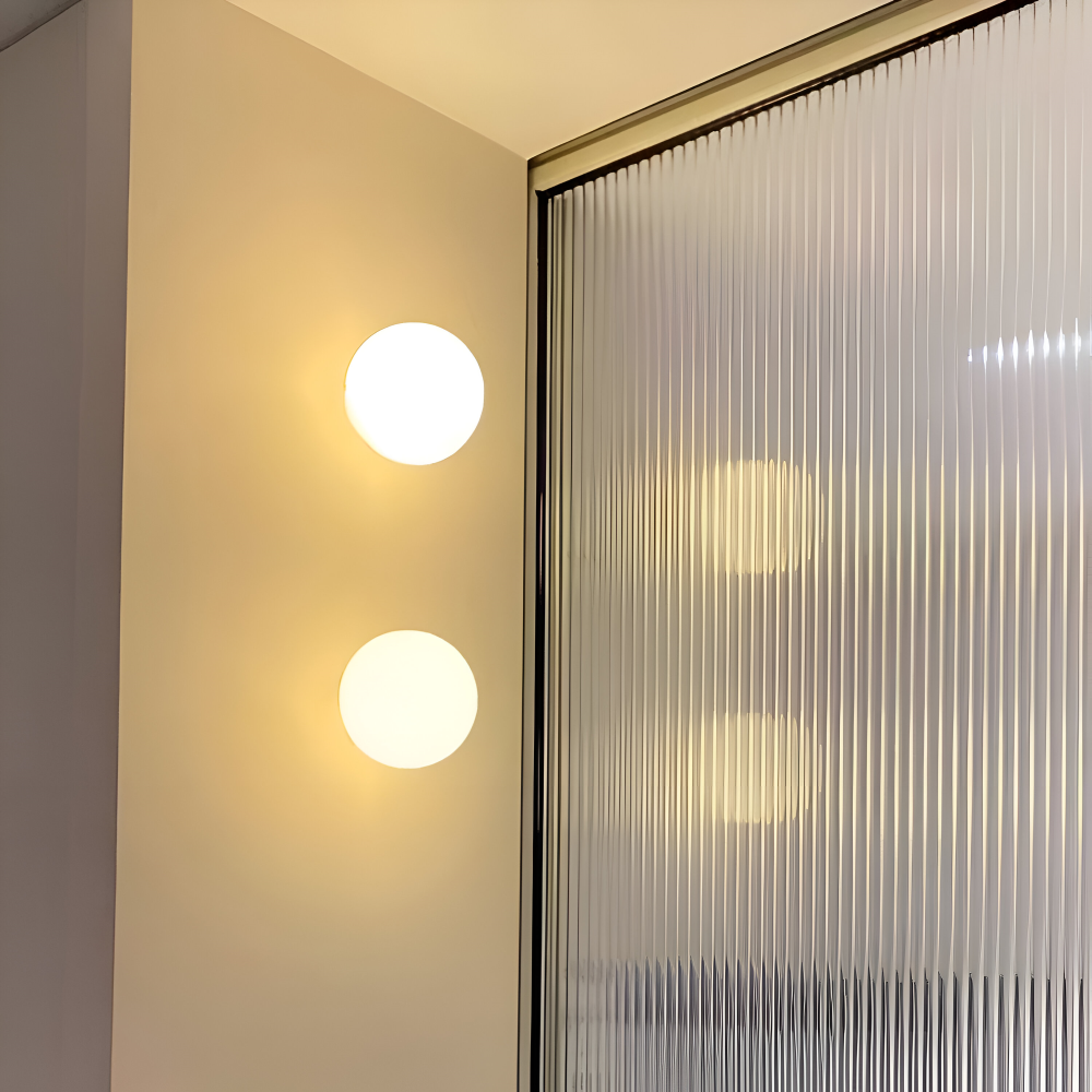 Minimalistyczny Kinkiet Ścienny Szklany – Elegancki Okrągły Kinkiet do Sypialni i Salonu, Matowe Szkło, Różne Rozmiary 4