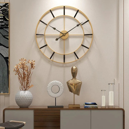 Minimalistyczny Zegar Ścienny Marj z Złotą Ramą do Salonu – Cichy Zegar na Ścianę z Eleganckim Designem 0