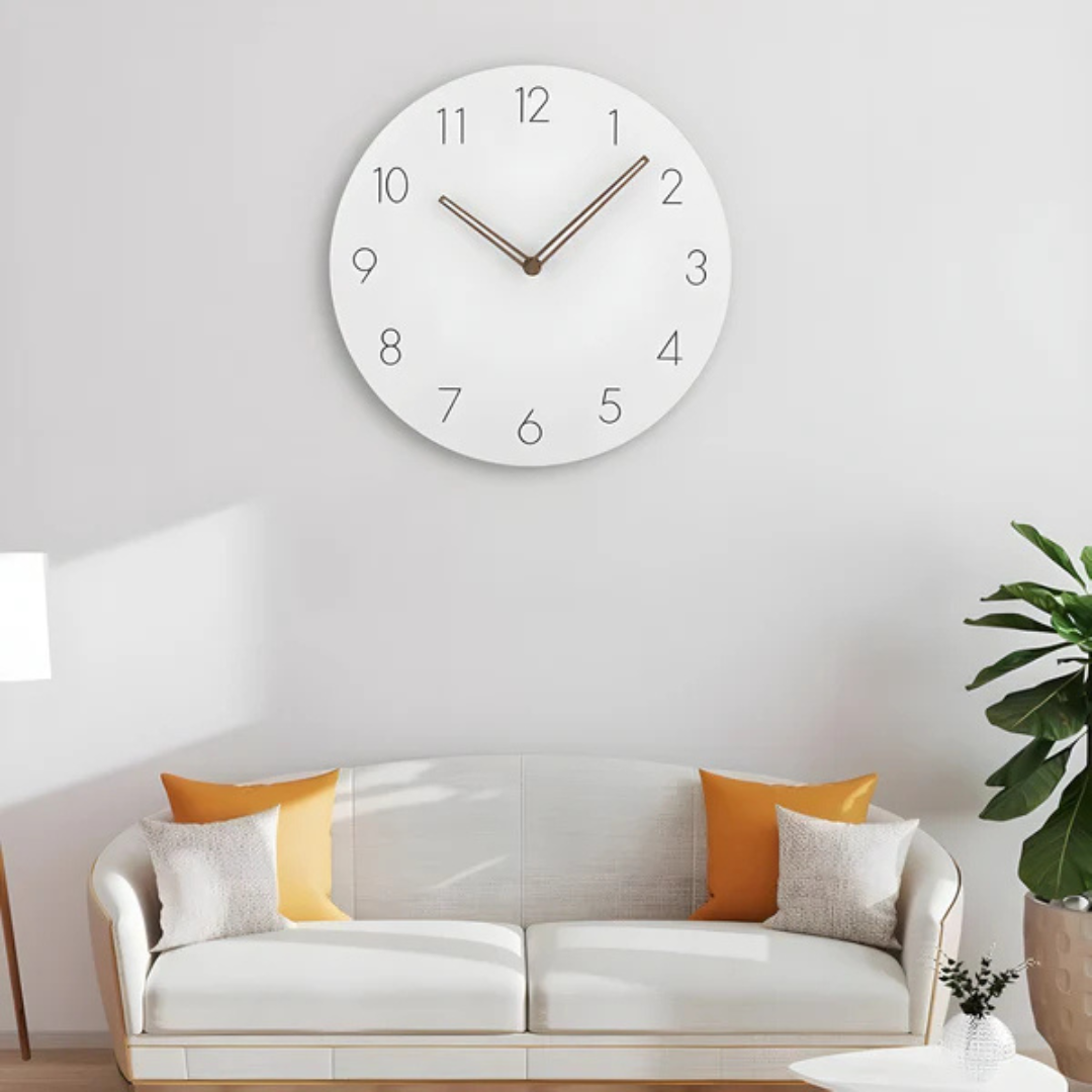 Minimalistyczny Zegar Ścienny z Drewnianą Ramą – Cichy Zegar na Ścianę do Salonu, 29 cm 3