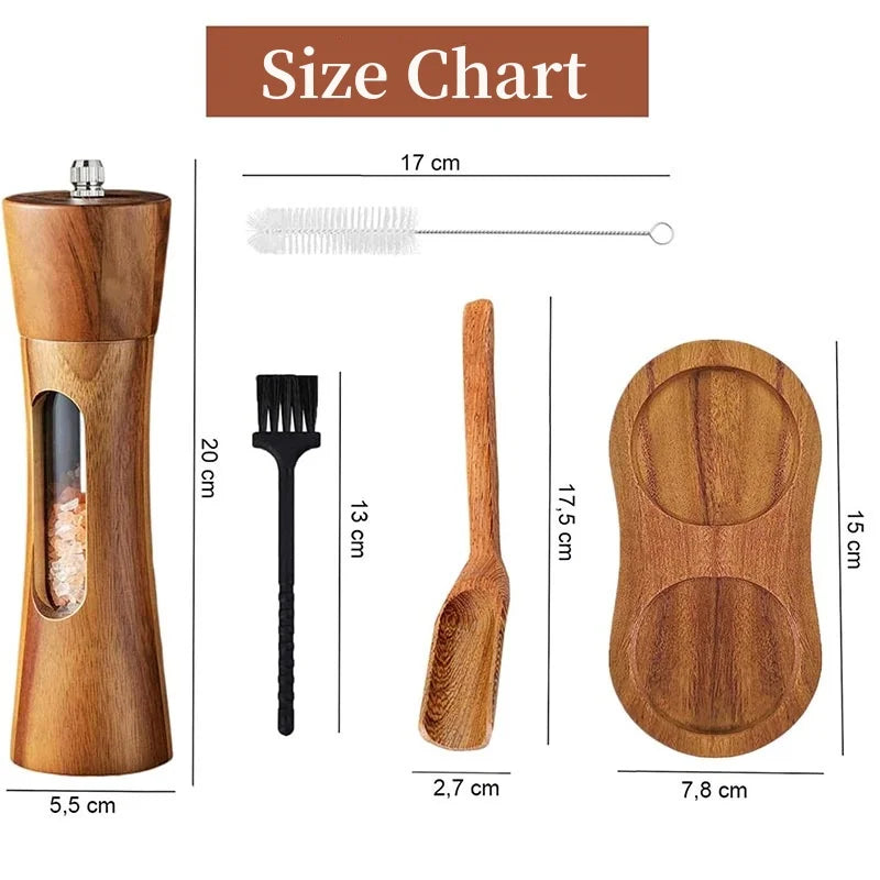 Młynek elektryczny do soli i pieprzu – Drewniany młynek do przypraw z ceramicznym rdzeniem, elegancki i funkcjonalny do kuchni 1